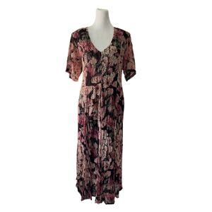 Vintage ‘90s Nostalgia Floral Print V-Neck Half Sleeve Maxi Dress